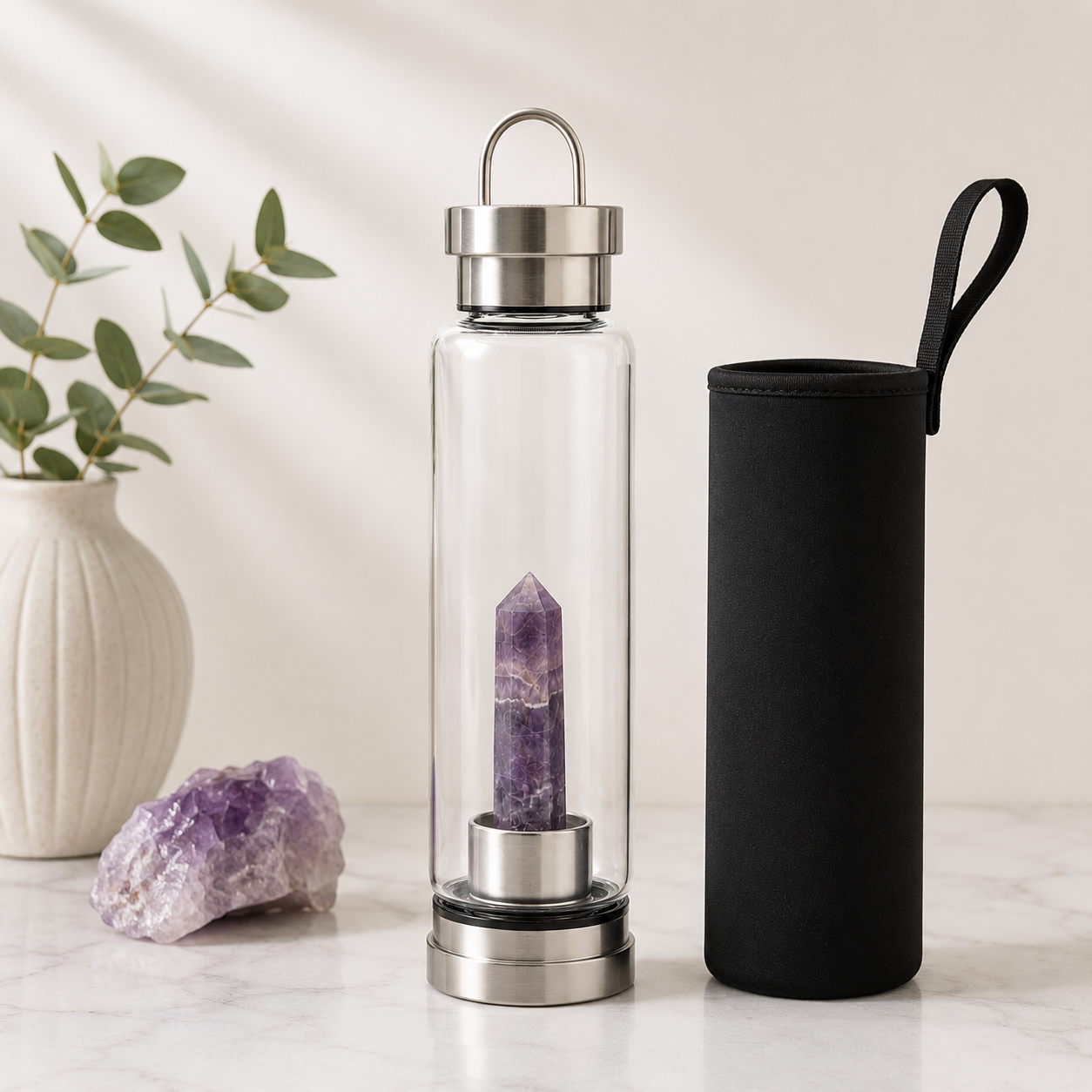 Amethyst Crystal Infused Water Bottle | 500ml