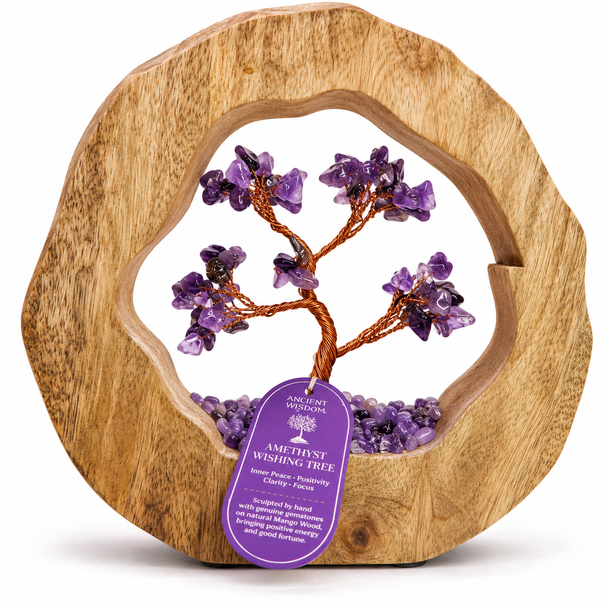 Amethyst Wishing Tree in Mango Wood | Gemstone Tree Garden