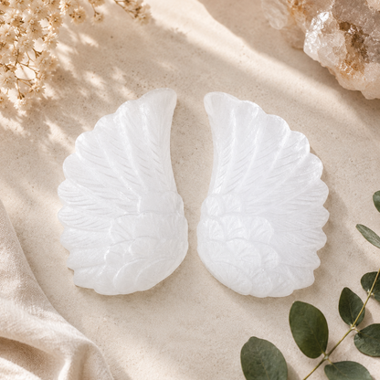 Selenite Angel Wings Pair 10cm | Crystal Protection Wings