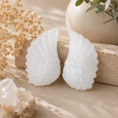 Selenite Angel Wings Pair 10cm | Crystal Protection Wings