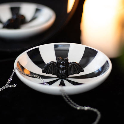 Round Striped Bat Trinket Dish - Crystal Nest