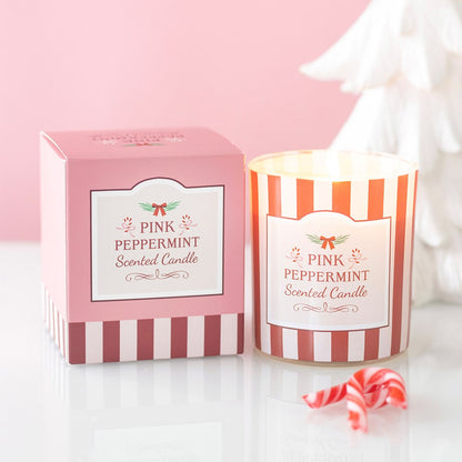 Pink Peppermint Christmas Scented Candle | Gift Boxed