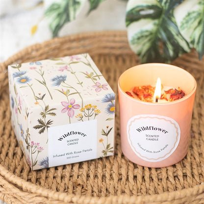 Spring Wildflower Scented Candle with Rose Petals – Floral Mother’s Day Gift - Crystal Nest