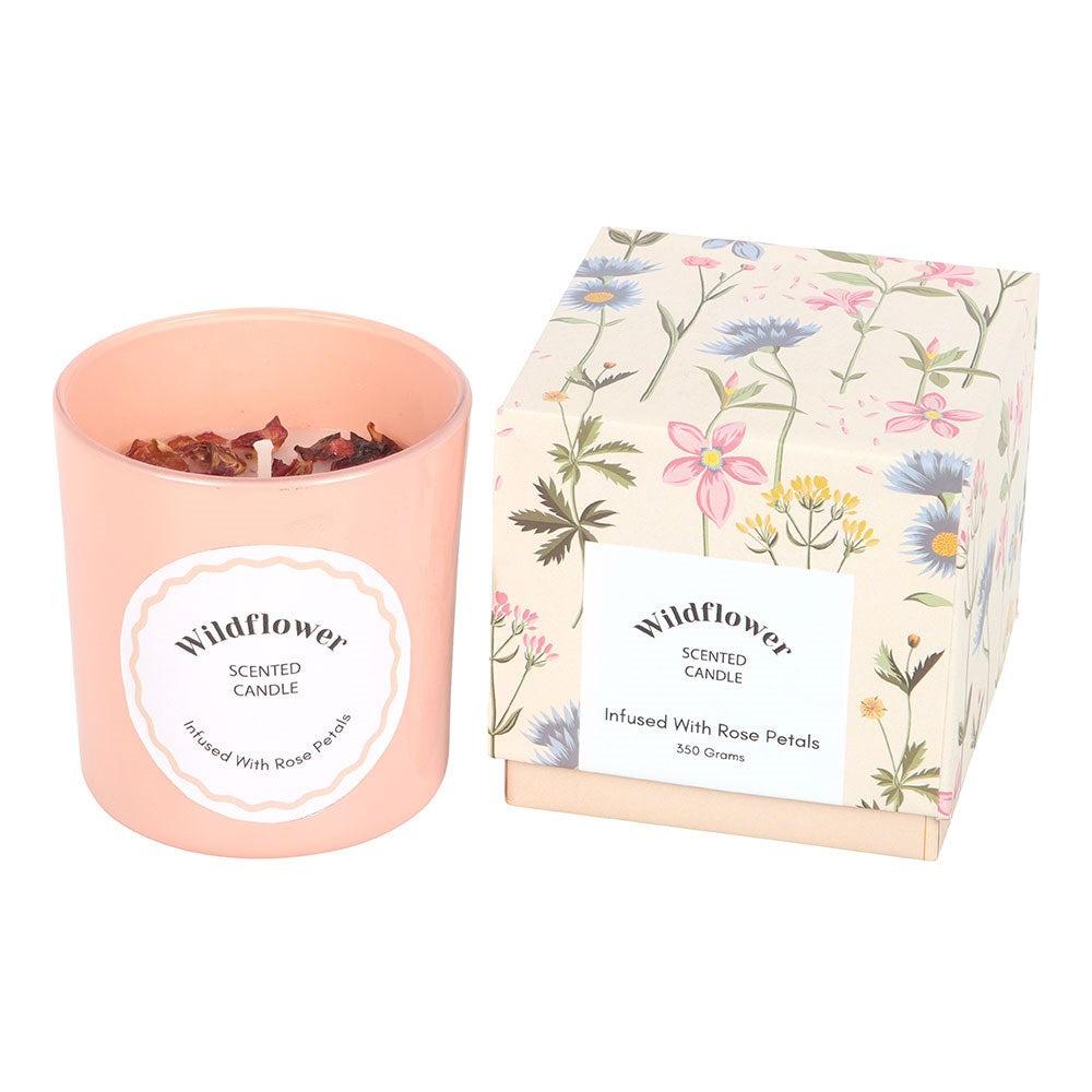 Spring Wildflower Scented Candle with Rose Petals – Floral Mother’s Day Gift - Crystal Nest
