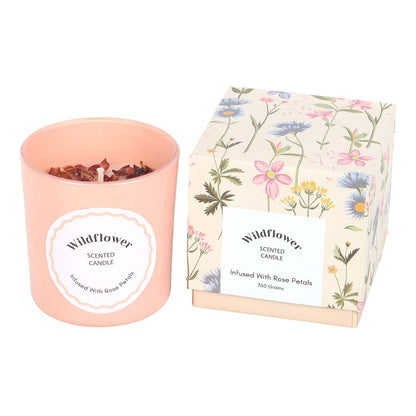 Spring Wildflower Scented Candle with Rose Petals – Floral Mother’s Day Gift - Crystal Nest