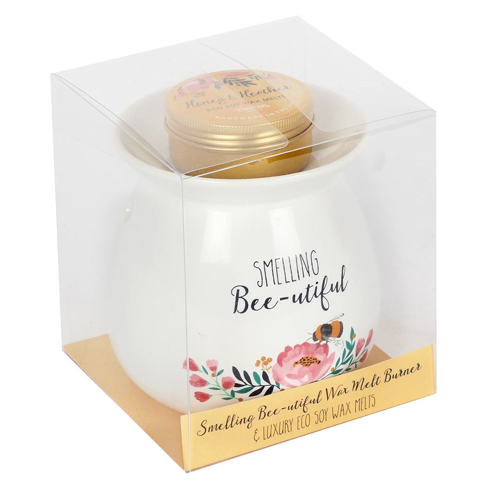 Smelling Bee-utiful Wax Melt Burner Gift Set – Ceramic Oil Burner with Honey & Heather Wax Melts - Crystal Nest