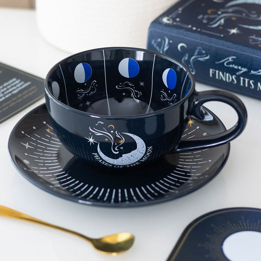 Blue Moon Phase Teacup & Saucer