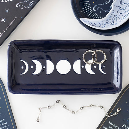 Blue Moon Phase Trinket Dish | Ceramic Jewellery & Crystal Holder