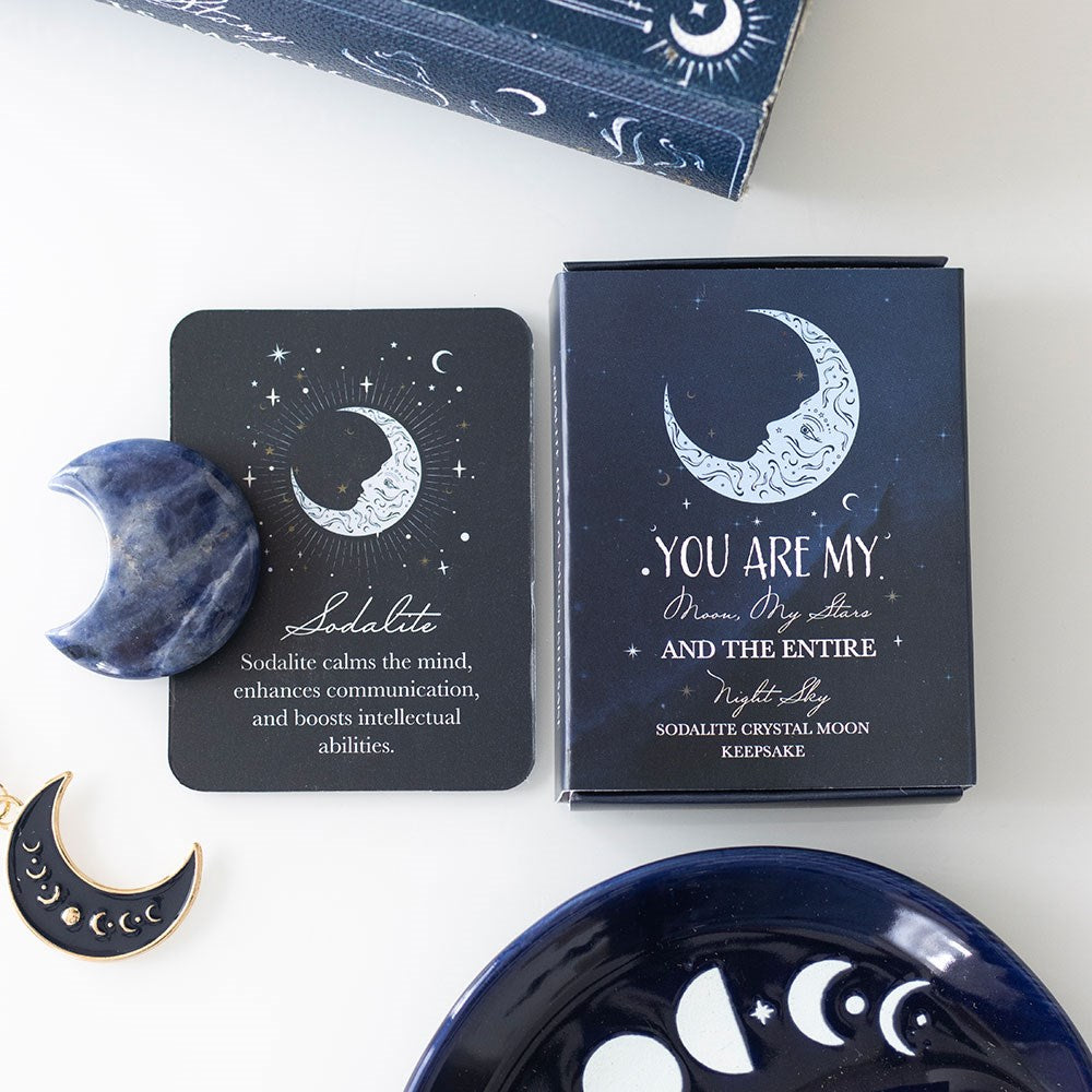 Sodalite Crystal Moon Keepsake Stone in Gift Box - Crystal Nest