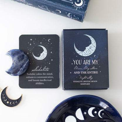 Sodalite Crystal Moon Keepsake Stone in Gift Box - Crystal Nest