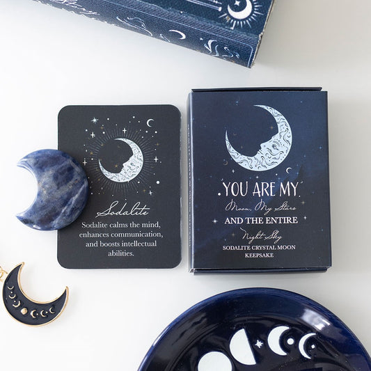 Sodalite Crystal Moon Keepsake Stone in Gift Box - Crystal Nest