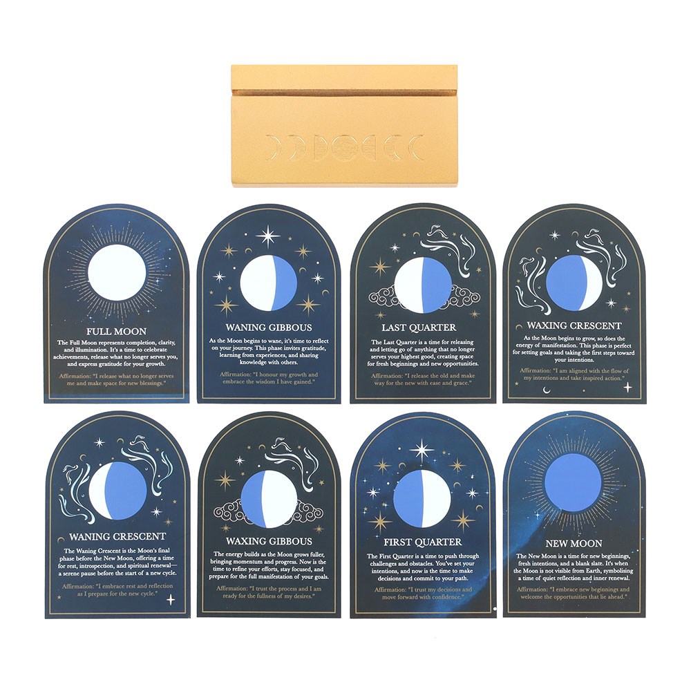 Moon Phase Affirmation Cards with Display Stand - Crystal Nest