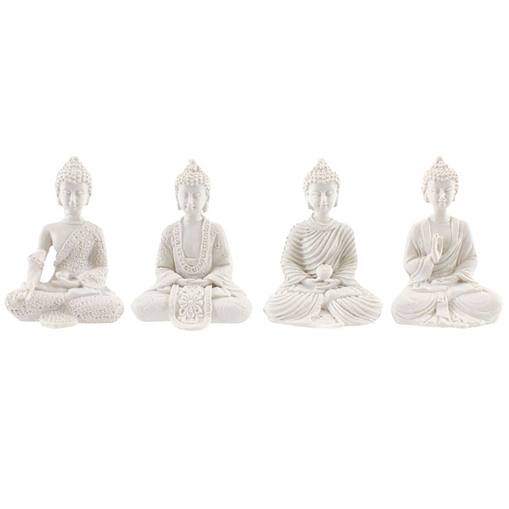 Mini White Thai Buddha Statues | Set of 4 - Crystal Nest