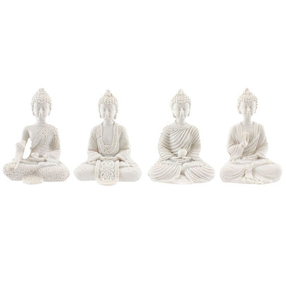 Mini White Thai Buddha Statues | Set of 4 - Crystal Nest
