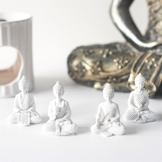 Mini White Thai Buddha Statues | Set of 4 - Crystal Nest