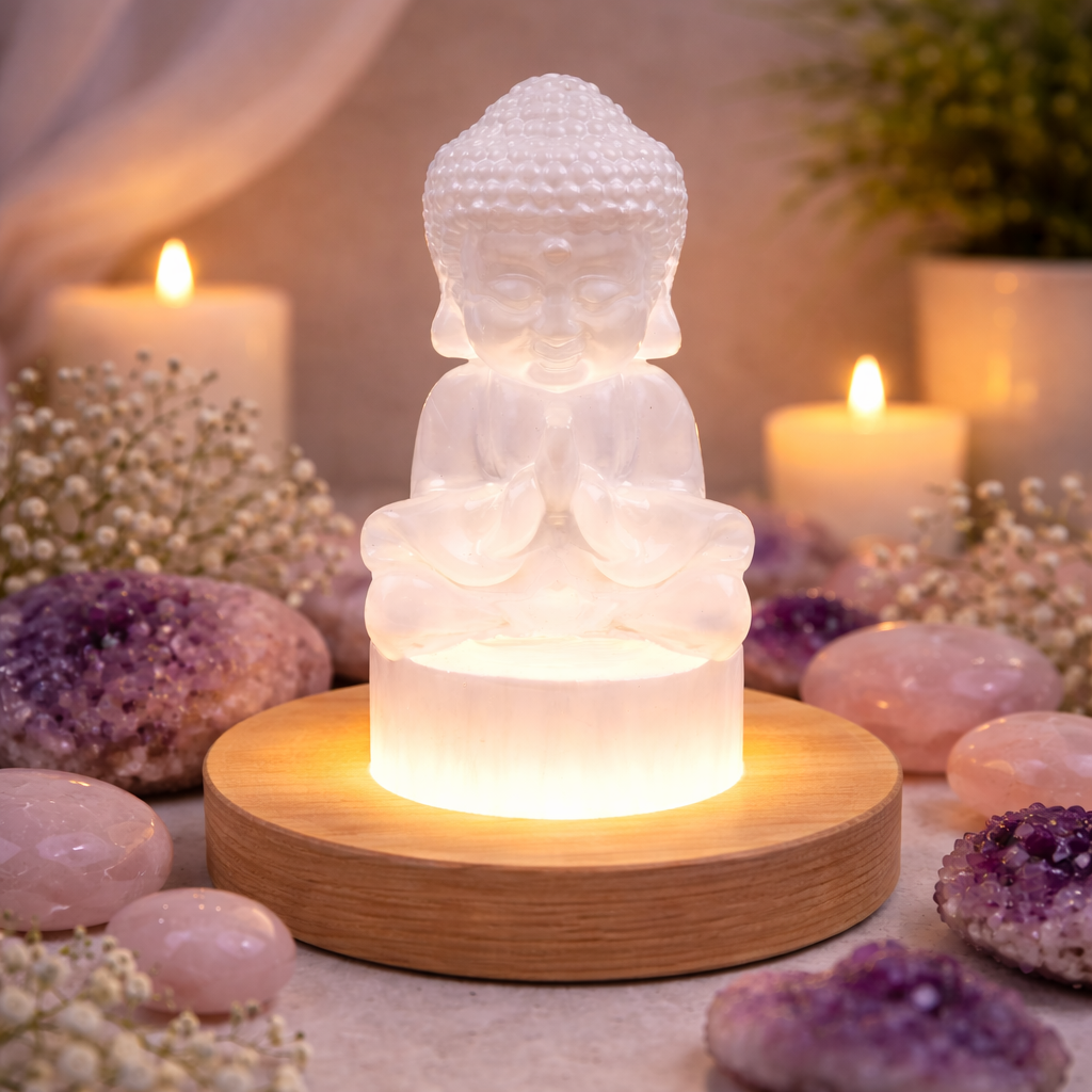 Selenite Buddha Statue | Peace & Energy Cleansing - Crystal Nest