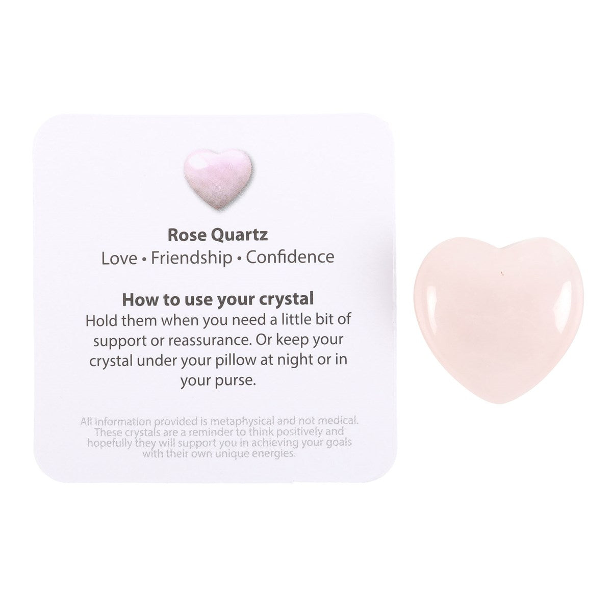 I Love You - Rose Quartz Crystal Heart - A Token of Love and Positivity