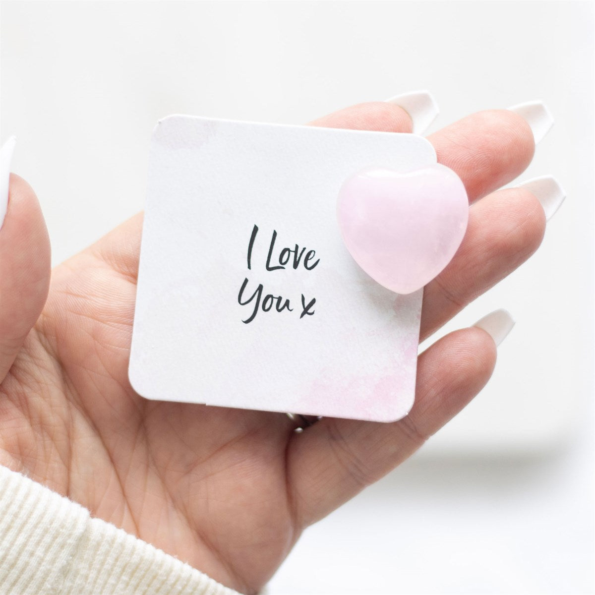 I Love You - Rose Quartz Crystal Heart - A Token of Love and Positivity