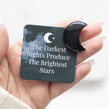 Black Obsidian Crescent Moon Crystal | The Darkest Nights - Crystal Nest