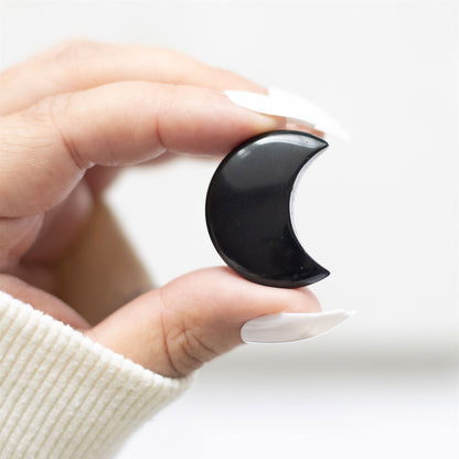 Black Obsidian Crescent Moon Crystal | The Darkest Nights - Crystal Nest