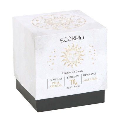 Scorpio Zodiac Black Obsidian Crystal Candle - October 23 to November 21 - Crystal Nest