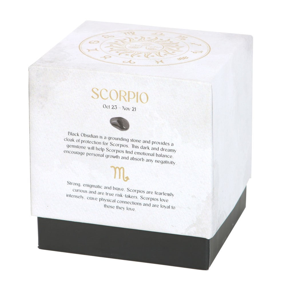 Scorpio Zodiac Black Obsidian Crystal Candle - October 23 to November 21