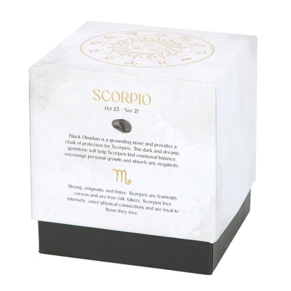 Scorpio Zodiac Black Obsidian Crystal Candle - October 23 to November 21 - Crystal Nest