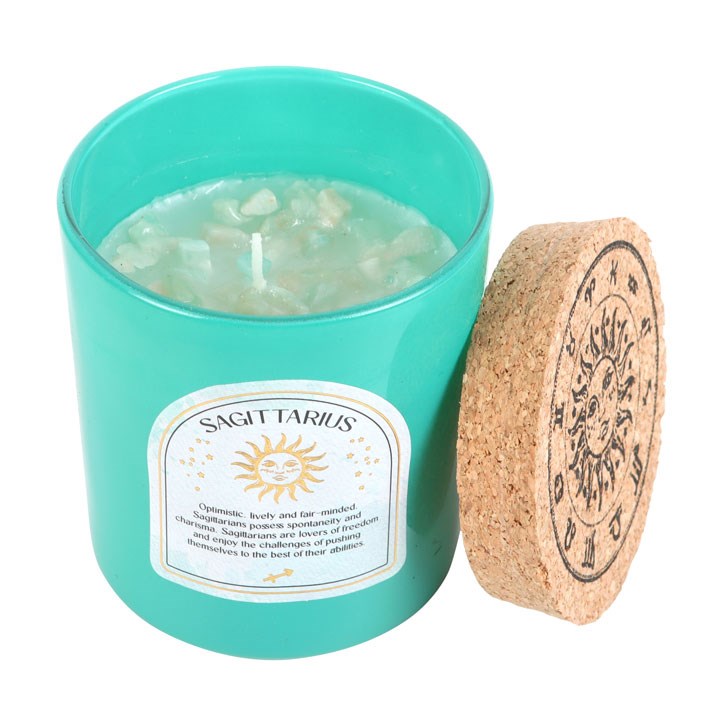 Sagittarius Zodiac Amazonite Crystal Candle - November 22 to December 21