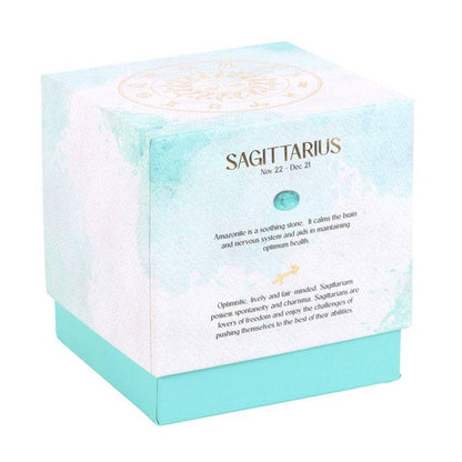 Sagittarius Zodiac Amazonite Crystal Candle - November 22 to December 21 - Crystal Nest