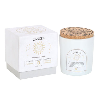 Cancer Zodiac Moonstone Crystal Candle - June 21 to July 22 - Crystal Nest