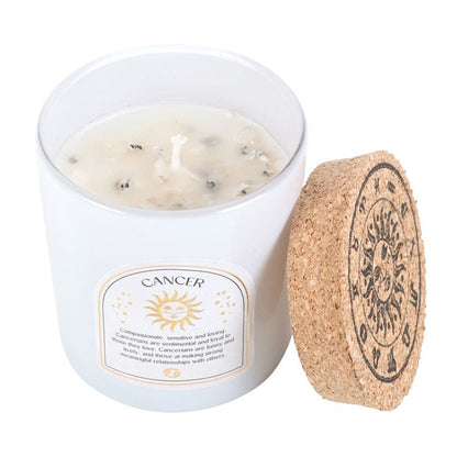 Cancer Zodiac Moonstone Crystal Candle - June 21 to July 22 - Crystal Nest