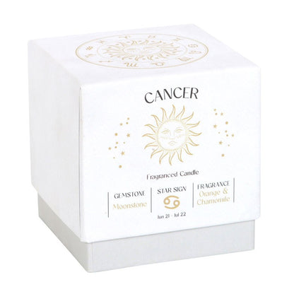 Cancer Zodiac Moonstone Crystal Candle - June 21 to July 22 - Crystal Nest