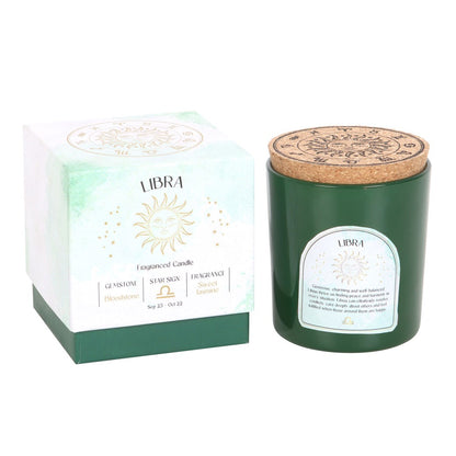 Libra Zodiac Bloodstone Crystal Candle - September 23 to October 22 - Crystal Nest