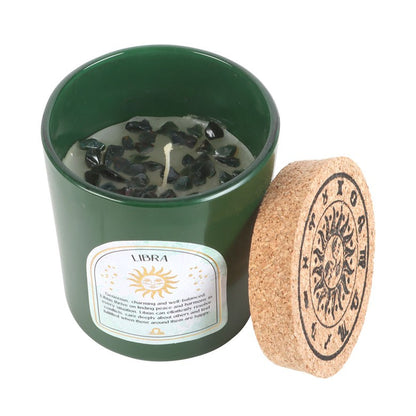 Libra Zodiac Bloodstone Crystal Candle - September 23 to October 22 - Crystal Nest