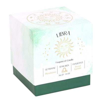 Libra Zodiac Bloodstone Crystal Candle - September 23 to October 22 - Crystal Nest