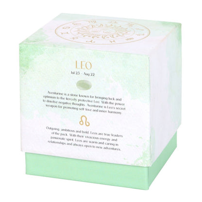 Leo Zodiac Aventurine Crystal Candle - July 23 to August 22 - Crystal Nest