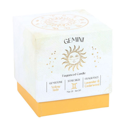 Gemini Zodiac Yellow Jade Crystal Candle - May 21 to June 20 - Crystal Nest