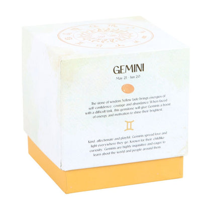 Gemini Zodiac Yellow Jade Crystal Candle - May 21 to June 20 - Crystal Nest