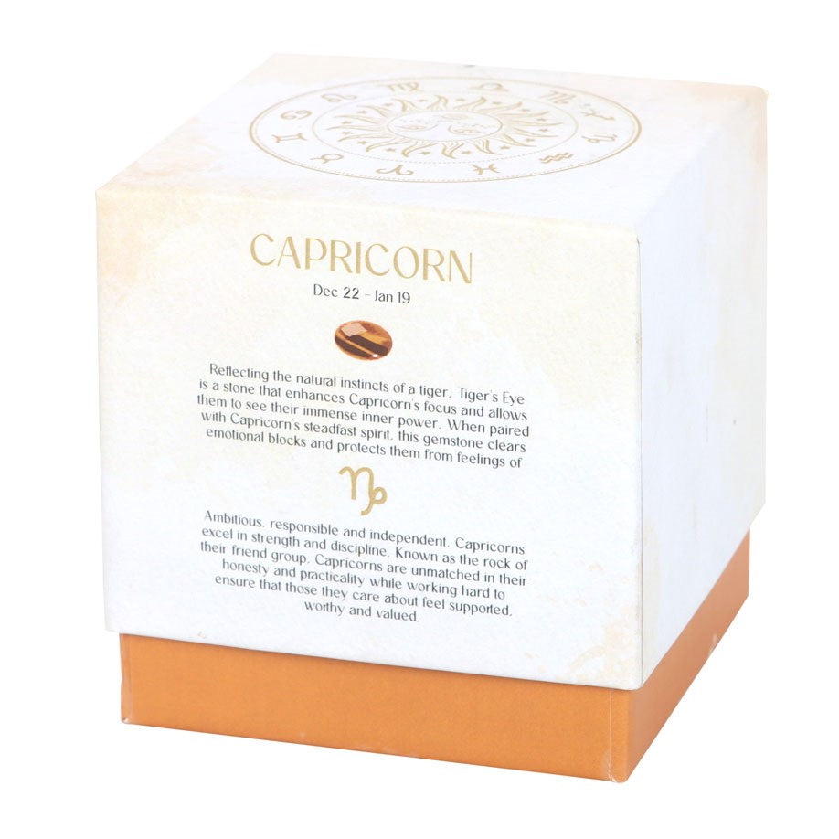 Capricorn Zodiac Tiger's Eye Crystal Candle - December 22 to January 19