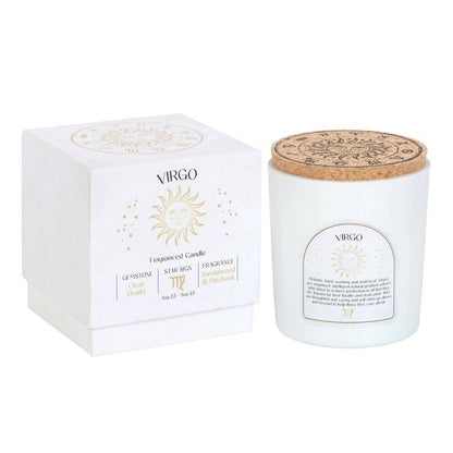 Virgo Zodiac Clear Quartz Crystal Candle - August 23 to September 22 - Crystal Nest