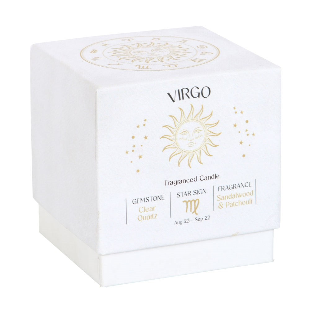 Virgo Zodiac Clear Quartz Crystal Candle - August 23 to September 22