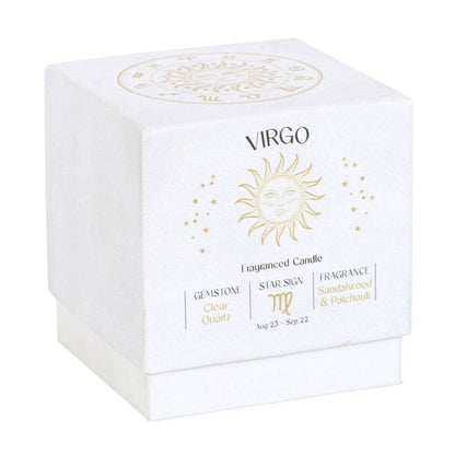 Virgo Zodiac Clear Quartz Crystal Candle - August 23 to September 22 - Crystal Nest