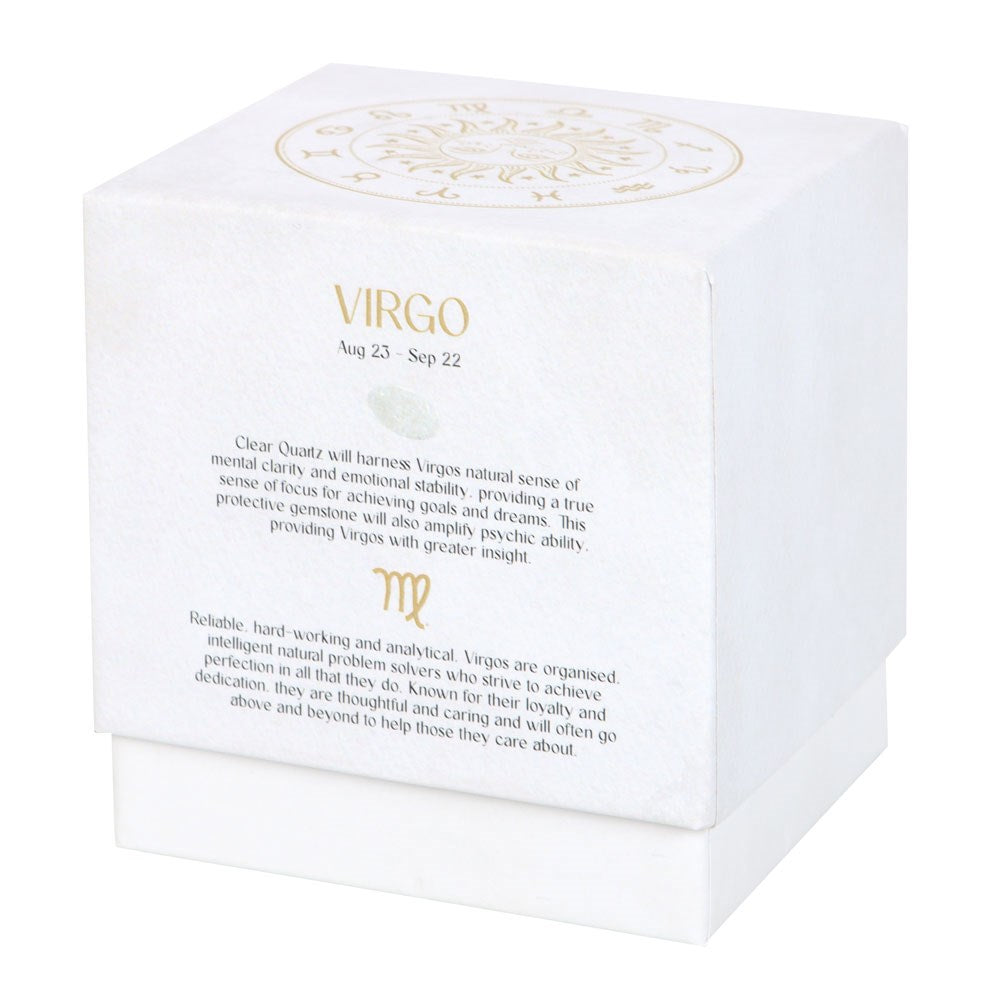 Virgo Zodiac Clear Quartz Crystal Candle - August 23 to September 22