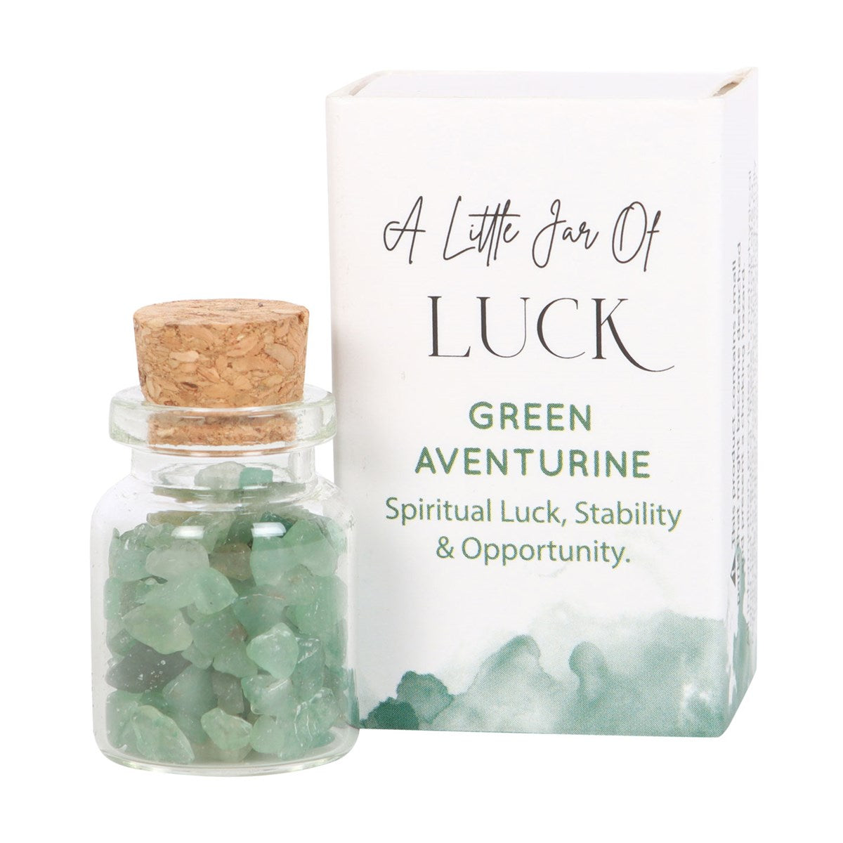 A Little Jar of Luck - Green Aventurine Crystal Chips