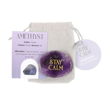 Stay Calm Amethyst Palm Stone | Healing Crystal Worry Stone