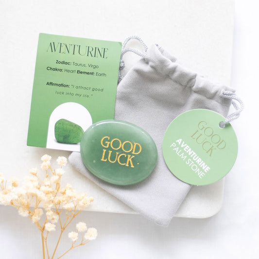 Good Luck Green Aventurine Palm Stone | Healing Crystal Worry Stone