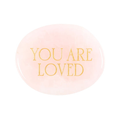 You Are Loved Rose Quartz Palm Stone | Healing Crystal Worry Stone