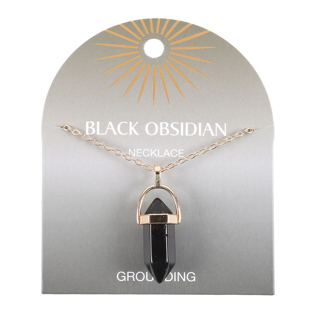 Black Obsidian Crystal Point Pendant Necklace – Grounding and Protection On-The-Go