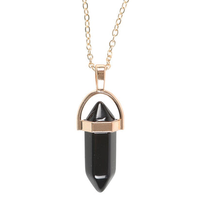 Black Obsidian Crystal Point Pendant Necklace – Grounding and Protection On-The-Go