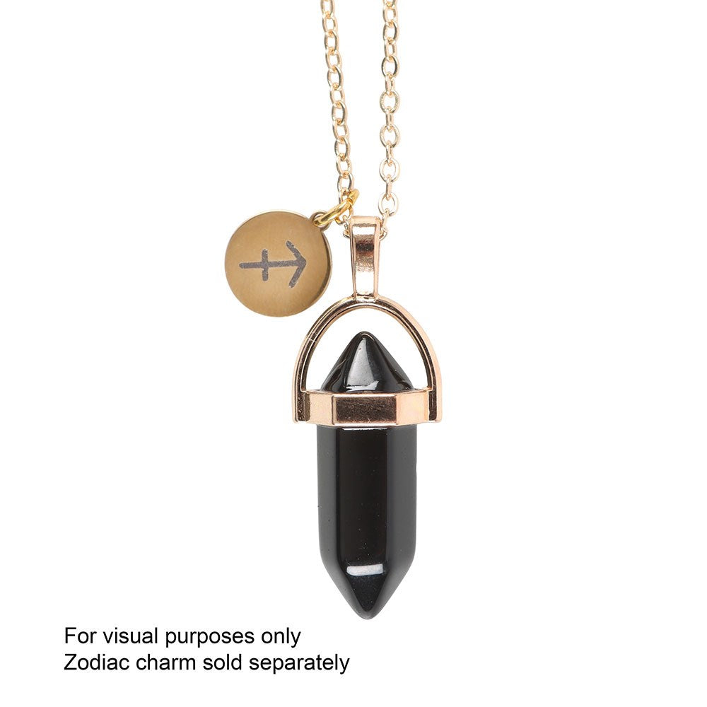 Black Obsidian Crystal Point Pendant Necklace – Grounding and Protection On-The-Go